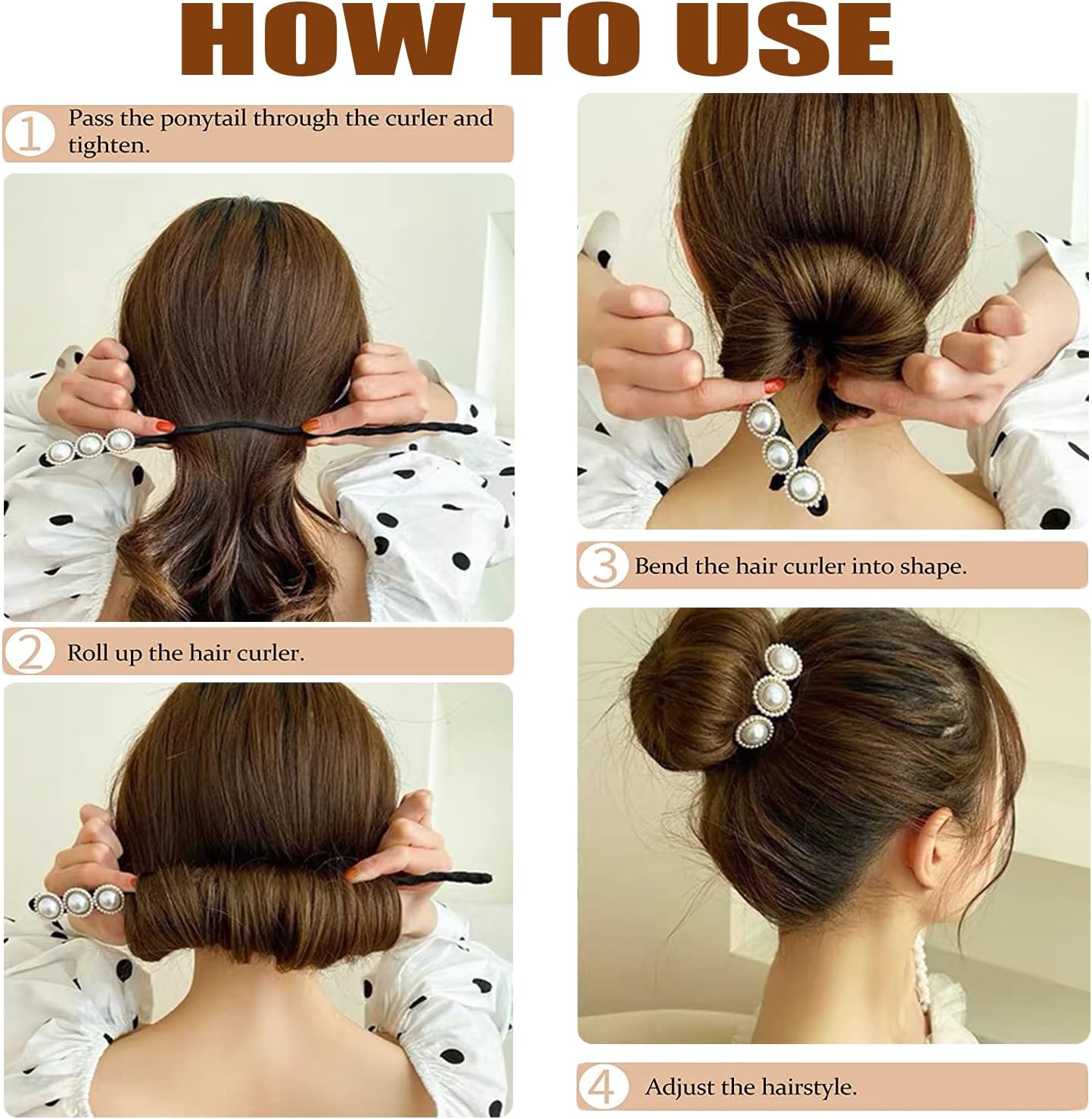 Hair Bun Maker, Deft Bun, 4PCS Women Magic Hair Bun Maker with Peal and Flower, Magic Twist Hairpin Lazy Curler Reusable Bun Hair Accessories for Women — image 4