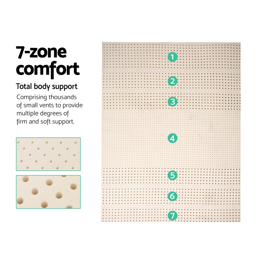 Giselle Bedding Latex Mattress Topper, 7.5cm Thick 7-Zone Pressure Relief Bed Pad with Washable Cover, Cooling Breathable Mat for Side Sleepers & Back Pain โ image 3