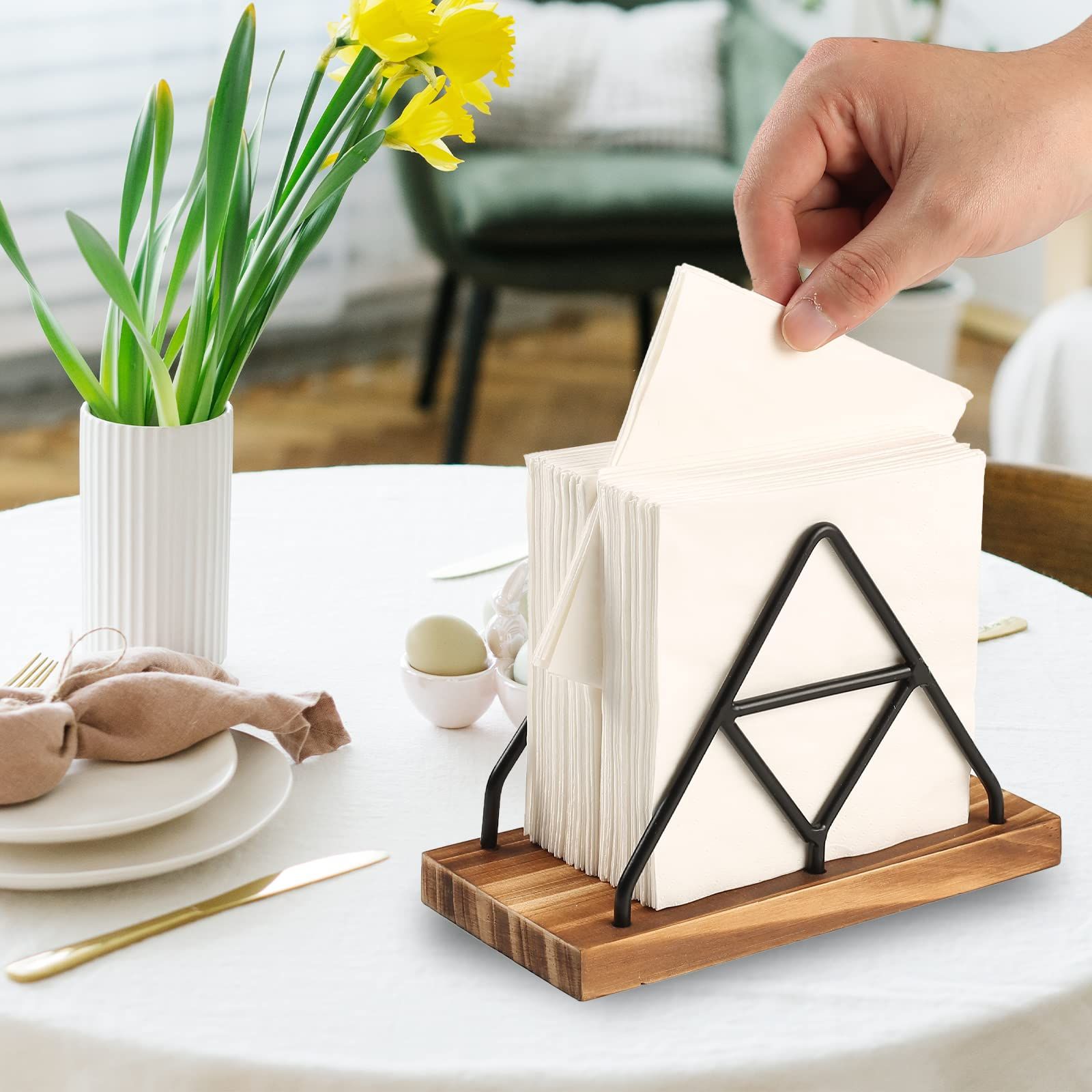 Modern Mail Holder for Home Office, Metal Letter Organizer Sorter for Desk, Cutout Mail Envelope Design — image 4
