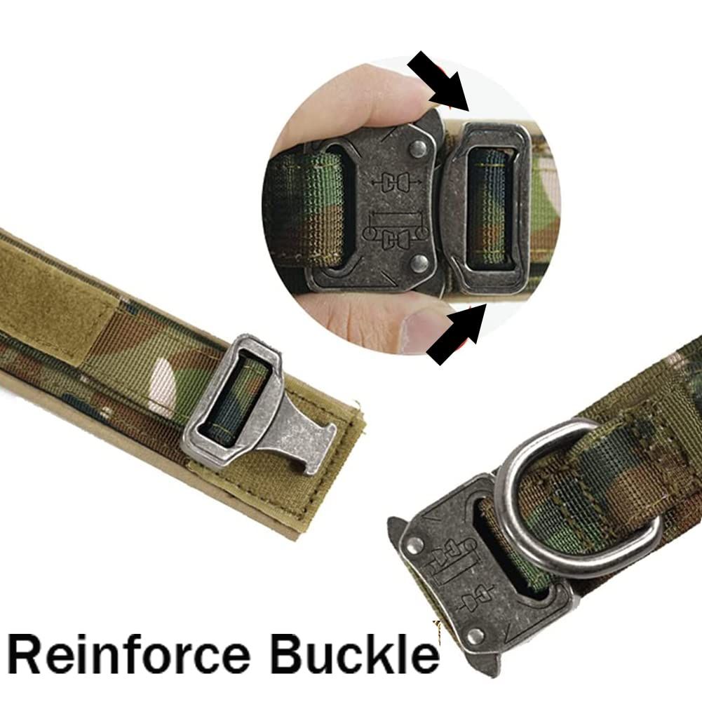 Tactical Dog Collar Military Dog Collar Adjustable Nylon Dog Collar Heavy Duty Metal Buckle with Handle for Dog Training — image 3