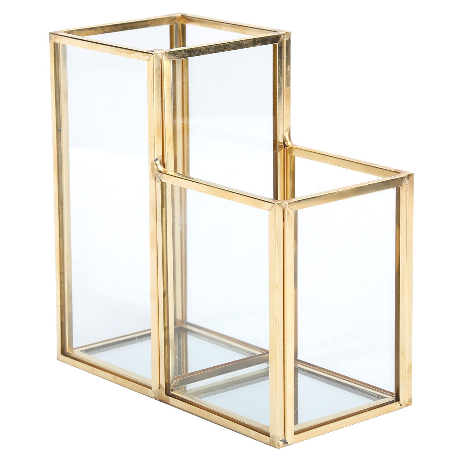Glass Storage Container Garden Polygonal Column Golden Brass Bar Welding Flower Room Box โ image 3