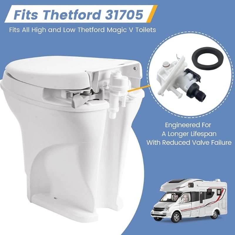 New Upgraded Toilet Water Valve Replacement Kit Trailer Toilet Water Valve Assembly for Toilet Parts — image 2