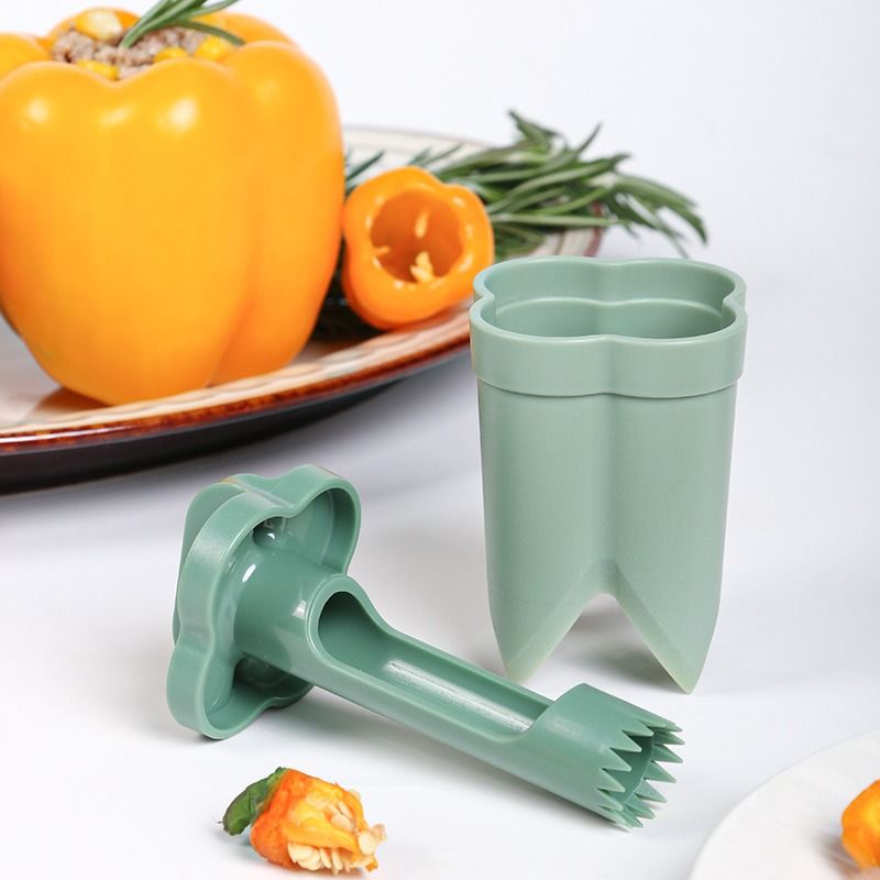 Dual-Size Bell Pepper Corer, ABS Plastic Chili Seed Remover, Household Vegetable Prep Tool—Beige — image 5