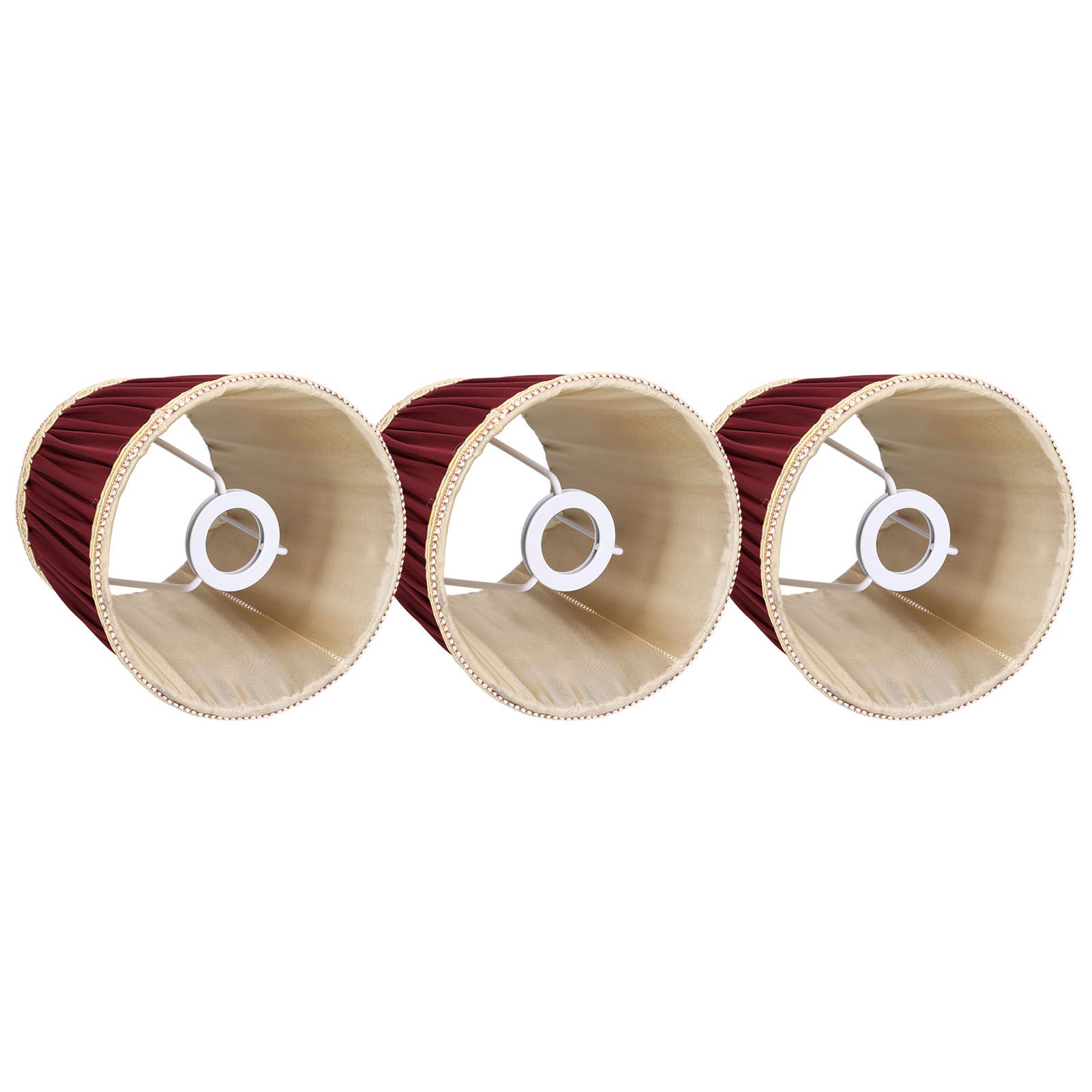 3pcs E14 Fabric Lamp Shade Wine Red Modern Clip On Lampshade for Home Wall Candle Table Lamps — image 2