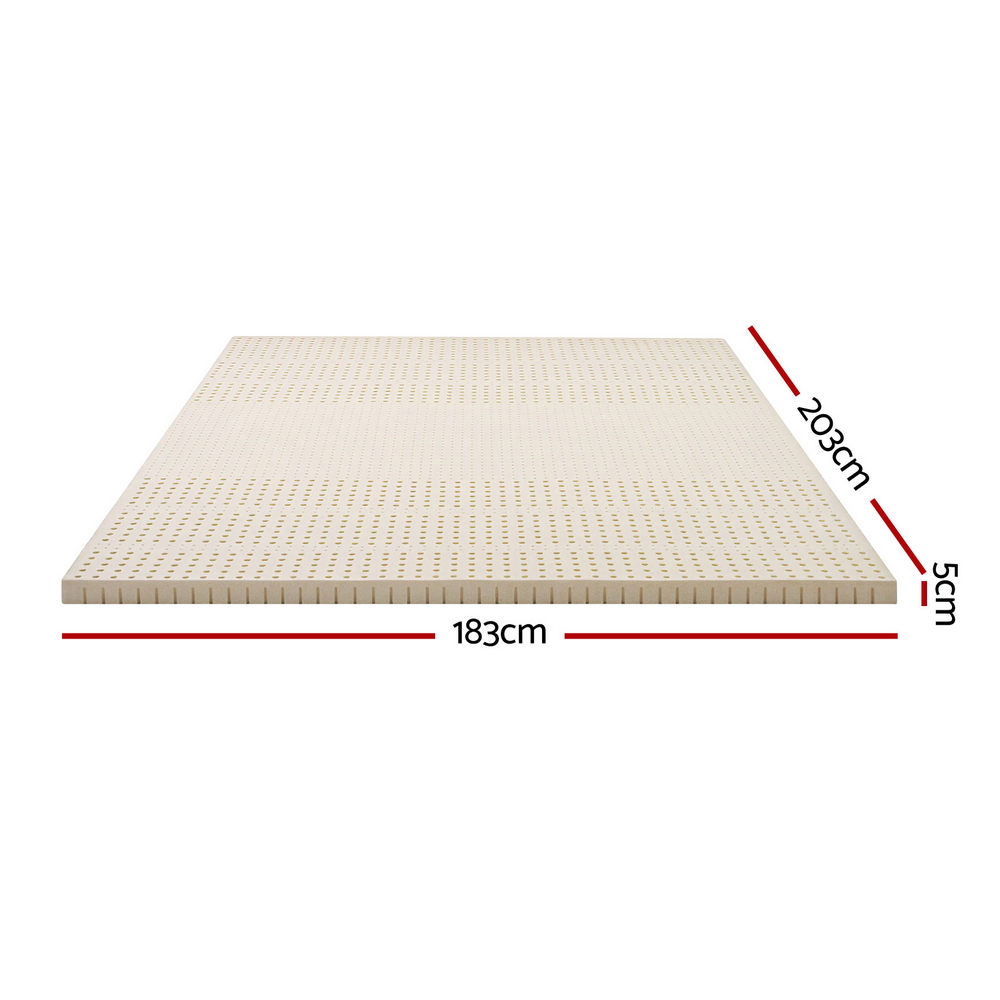 Giselle Bedding Latex Mattress Topper, 5cm Thick Cooling Bed Pad for Side Sleepers Pain Relief, 7 Zone Foldable Mat with Washable Cover for Guest โ image 2