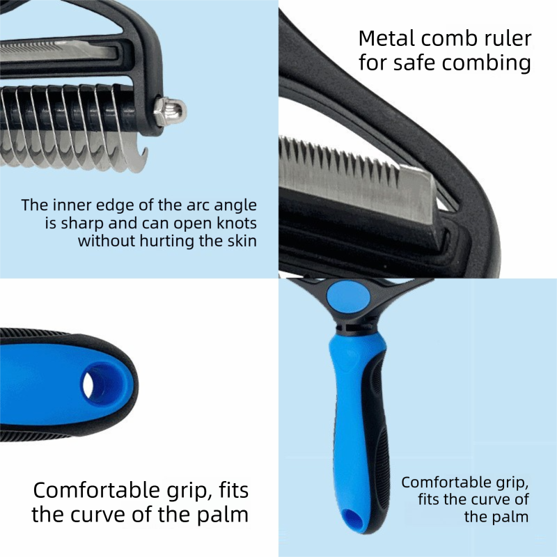 Wheat color Pet Grooming Comb – Fine Toothed Side for Hair Removal and Detangling — image 2