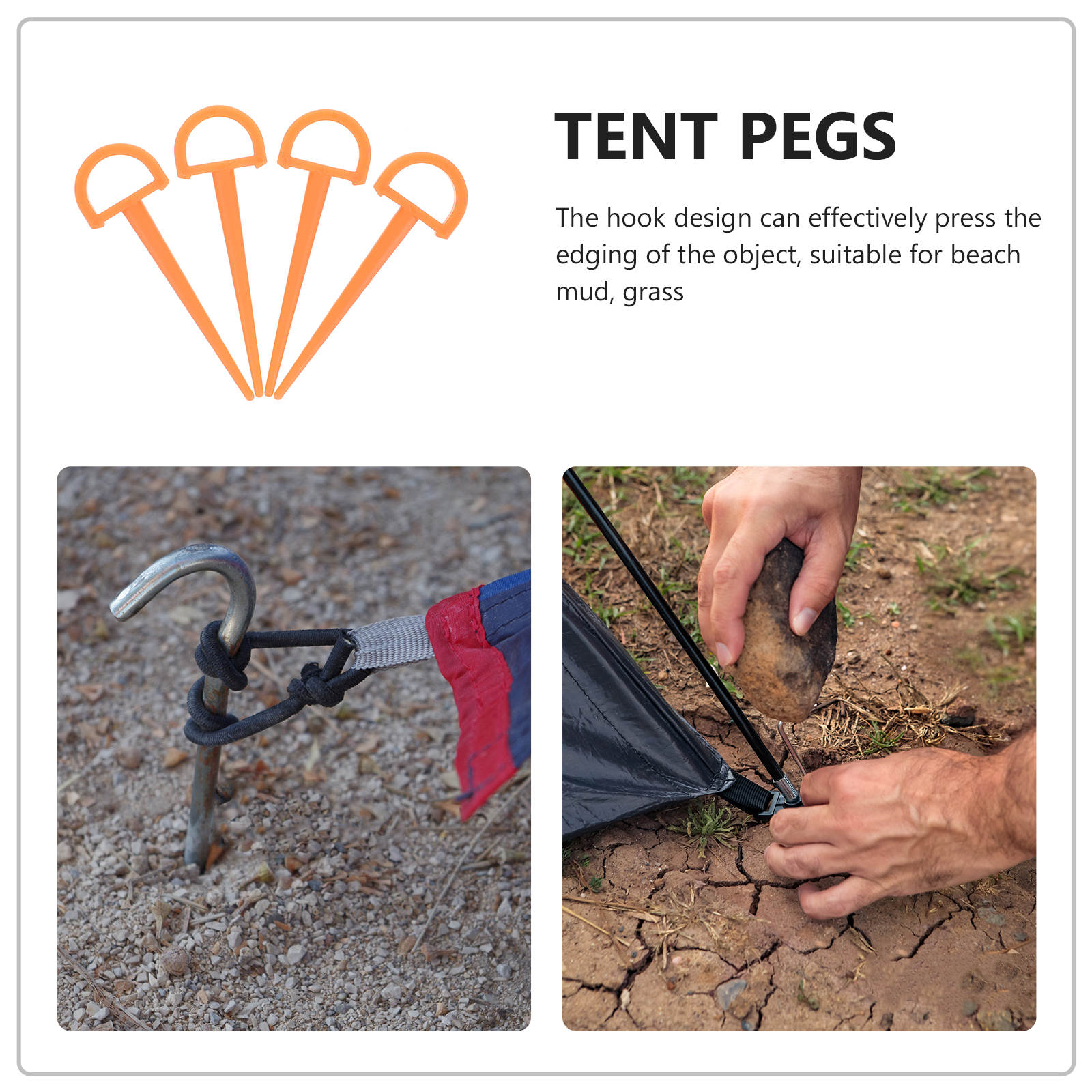 4Pcs Ground Stakes in Orange Plastic for Tents and Outdoor Gear 3.5in โ image 5