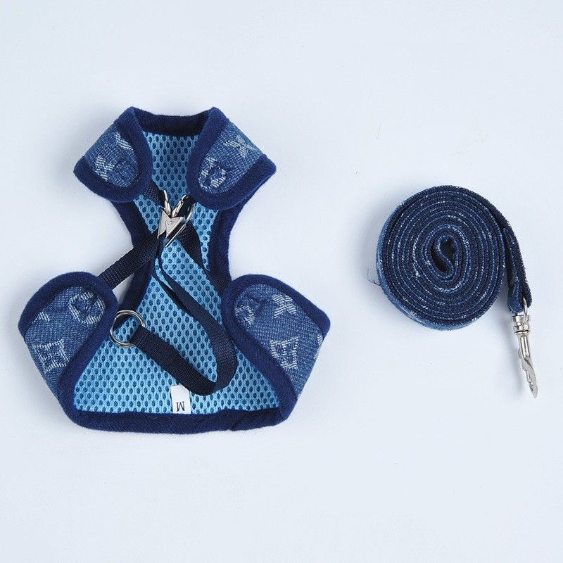 Happy Dog Harness Vest Adjustable Leash Set Polyester Cowboy XS:0.06kg