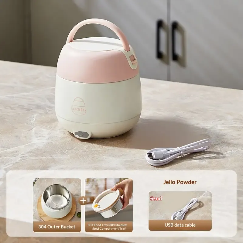 Portable Electric Lunch Box – 65°C Constant Rapid Heating, 304 Stainless Steel Removable Inner Container, 360° Leak-Proof with Handle — image 2