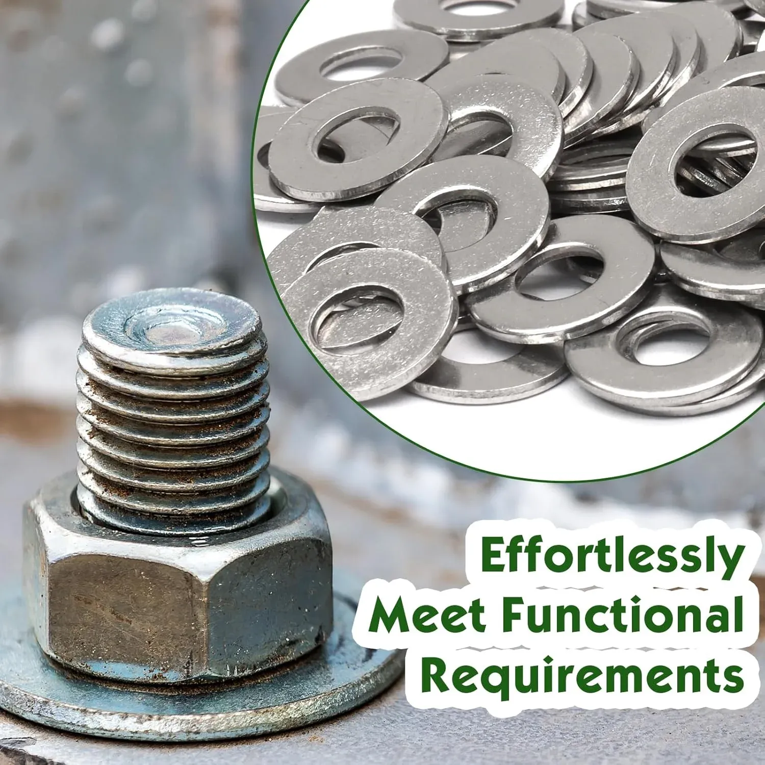 100 Pcs 1/4 Inch Flat Washers, 304 Stainless Steel Anti Rust Washers for Screws Bolts โ image 3