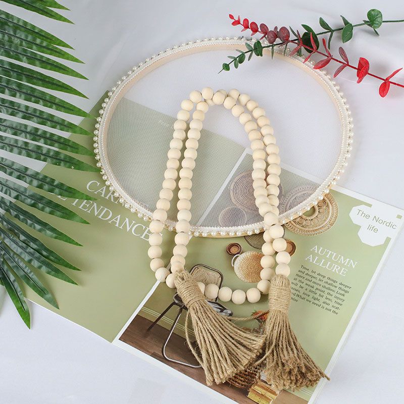 Hat Hanger Farmhouse Beads Tassel Trim Boho Decor Bathroom Wall Decor Fringe Garland Hat Organizer Wooden Prayer Bead Wooden โ image 3