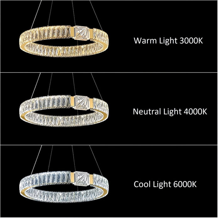 BAMDECOR C3319 Modern Crystal Chandeliers Lighting Fixtures Contemporary Round Chandelier Lighting Fixtures Crystal Pendant Ceiling Lights(Gold-80cm) — image 6