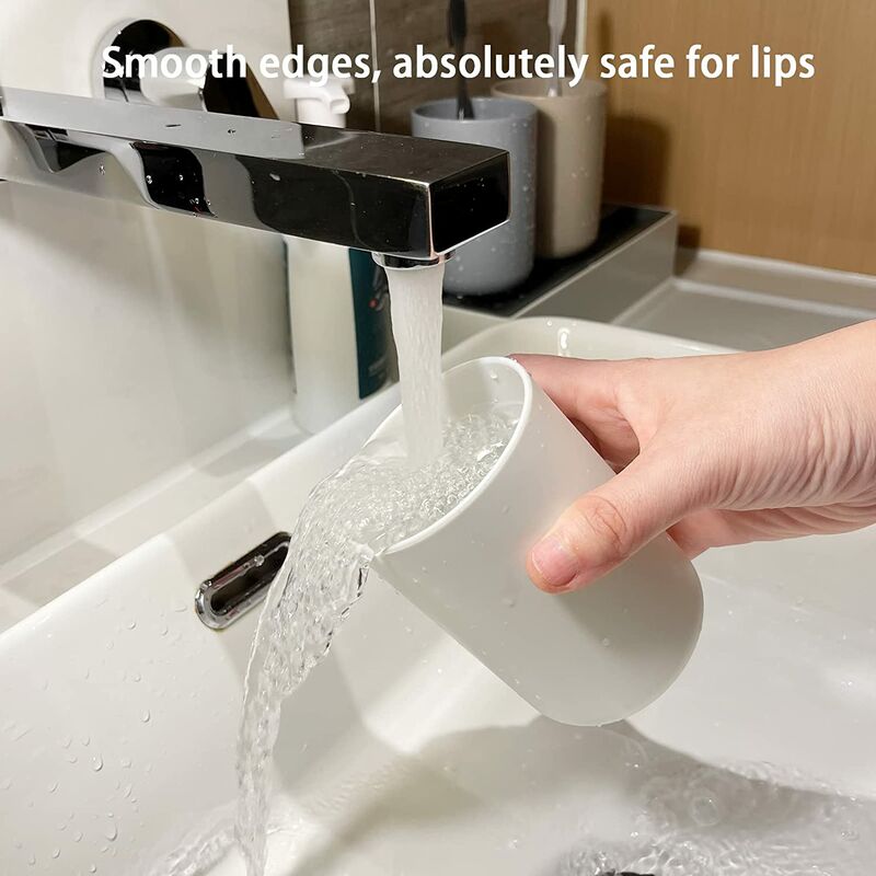 Bathroom Tumbler, Toothbrush Holder, 3 pcs Set, Food Grade Plastic, Absolutely Unbreakable (White, Gray, Brown) — image 4
