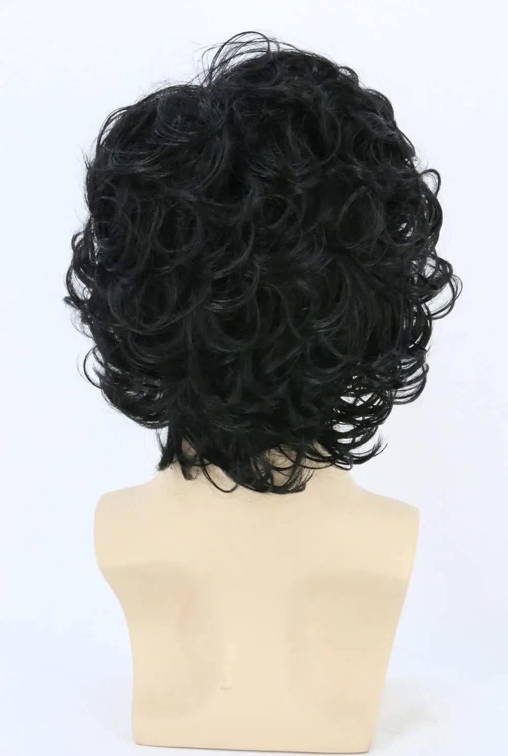 Short Black Men's Wig with Curly and Fluffy Wigs, Natural Synthetic Wigs for Men, Daily Party Wear for Men Brown 10 Inch — image 6