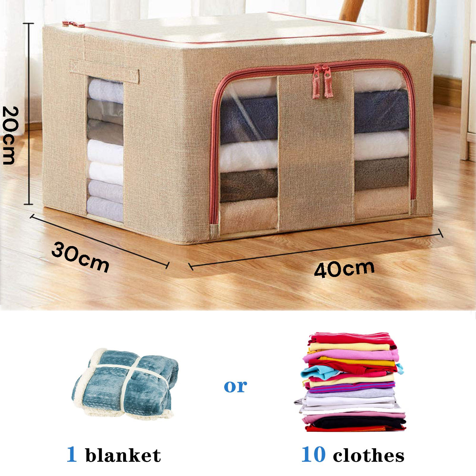 24L Cloth Storage Box Closet Organizer Storage Bags Clothes Storage Bags Wardrobe Organizer Idea CREAM โ image 2