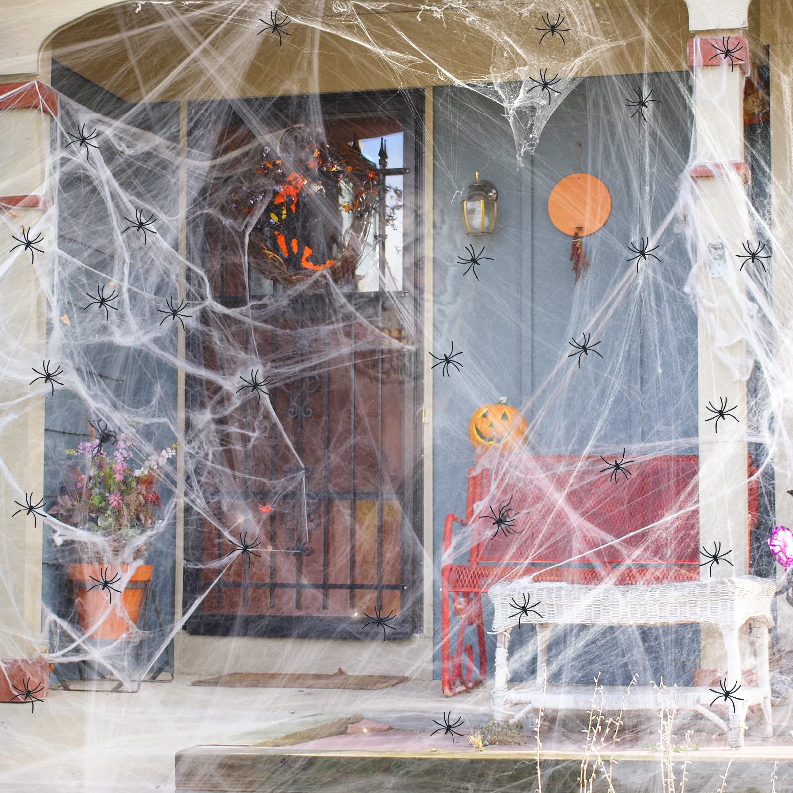 Spider Webs Halloween Decorations Bonus with 40 Fake Spiders, Super Stretch Cobwebs for Halloween Indoor and Outdoor โ image 3