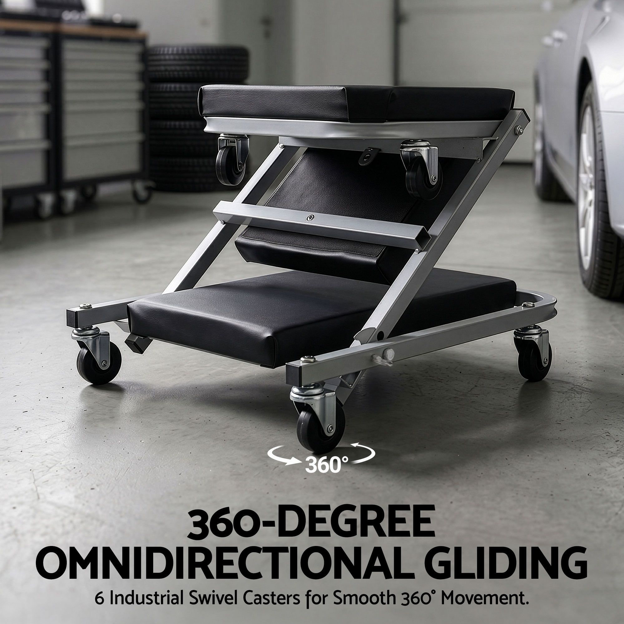 Giantz Garage Creeper 2-in-1 Mechanic Stool Rolling Automotive Z Creeper Seat — image 5