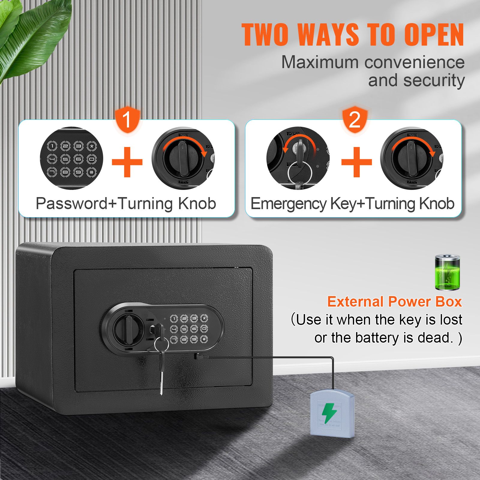 Safe, 0.5 Cubic Feet Home Safe, Steel Security Safe with Digital Keypad and 2 Keys, Wall-Mounted Cabinet Safe Protect Cash, Gold, Jewelry, Documents for Home — image 3