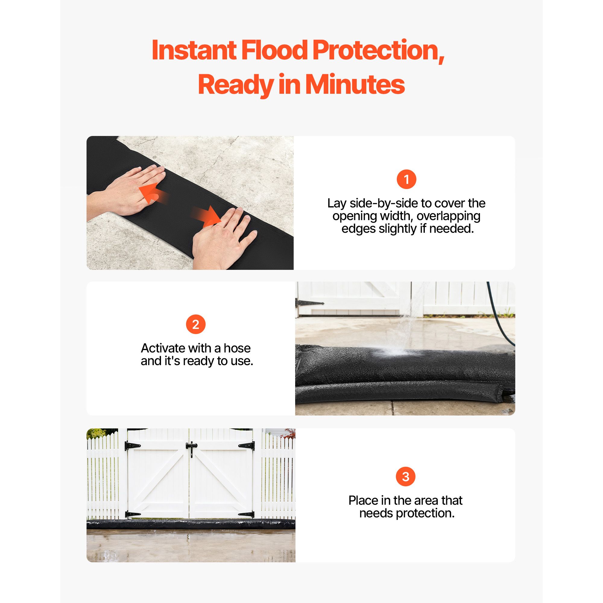 Flood Barrier, 8 Pack, 480 × 435 mm Flood Bags Activated by Water, Reusable Water Absorbent Barrier, Sandless Sandbags Blockage, Flooding Prevention Bags for — image 4