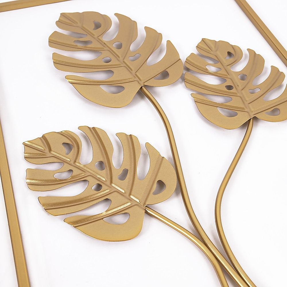 Metal Wall Picture with Leaves 40 × 60 cm Golden Decoration — image 4