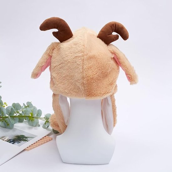 Hats - Santa Hats - Plush Santa Hats - Cute Bouncy Ear Warmers - Interactive Animation Design - Suitable for Cosplay, Parties, Music Festivals, Costumes and โ image 2