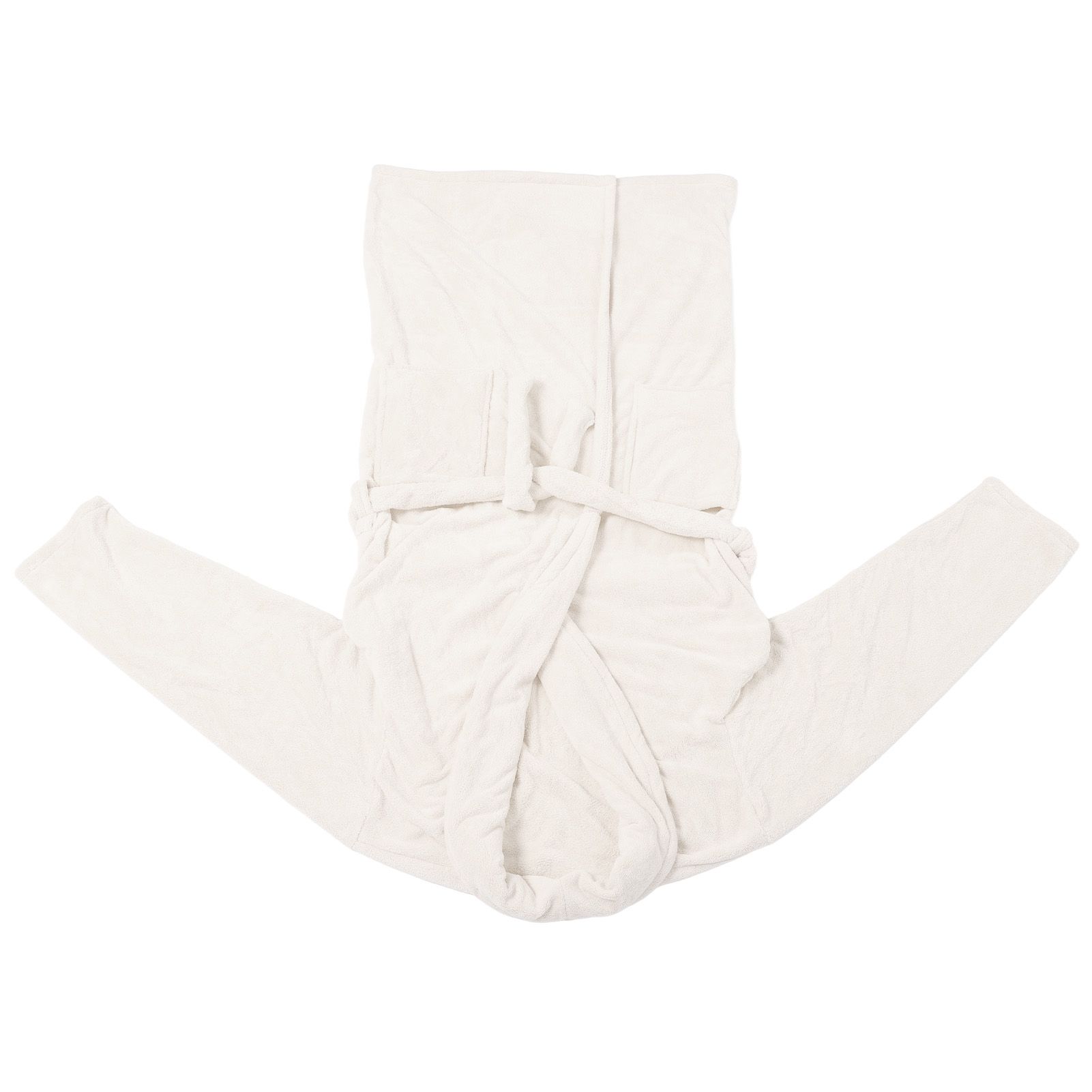 Bathrobe Coral Velvet Thicken Soft Water Absorbent Warm Belt Design Couple Bathrobe for Home Hotel Milky White — image 4