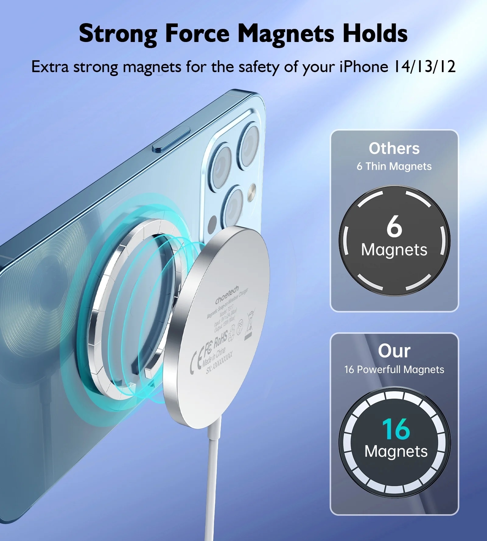 CHOETECH T518-F 15W Removable Wireless Magnetic Charger for iPhone12/13/14 โ image 3