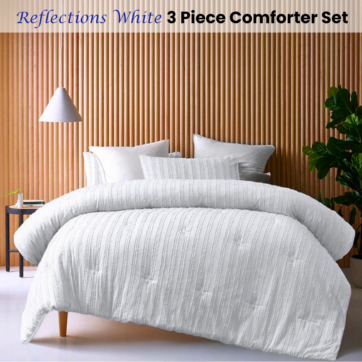 Vintage Design Homewares Reflections White 3 Piece Comforter Set Queen โ image 2