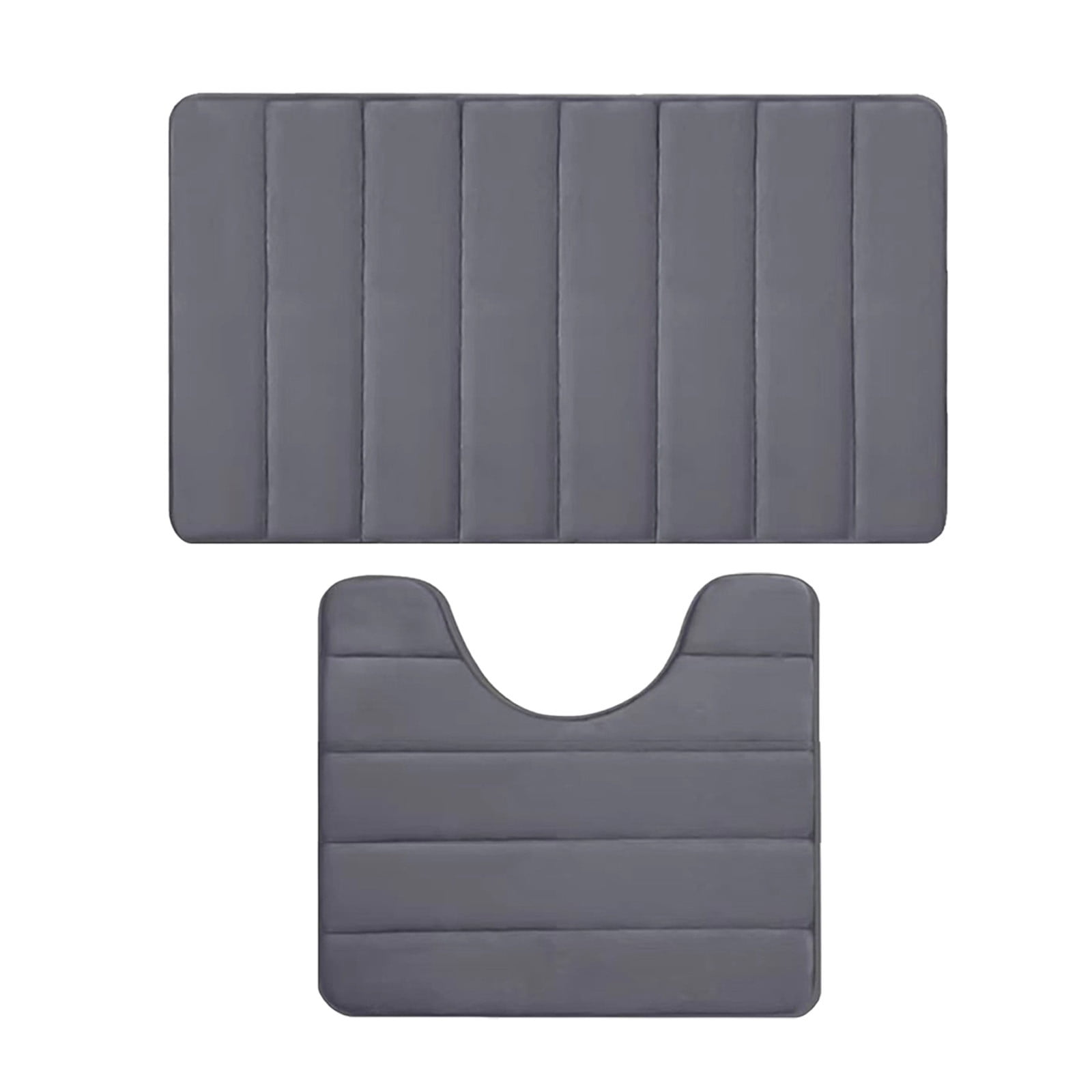 Memory Foam Toilet Rug, Non-Slip Bathroom Rugs, Toilet Rugs U Shaped Washable, Commode Contour Rug, Soft Comfortable Super Water Absorption #2_Dark Gray — image 2