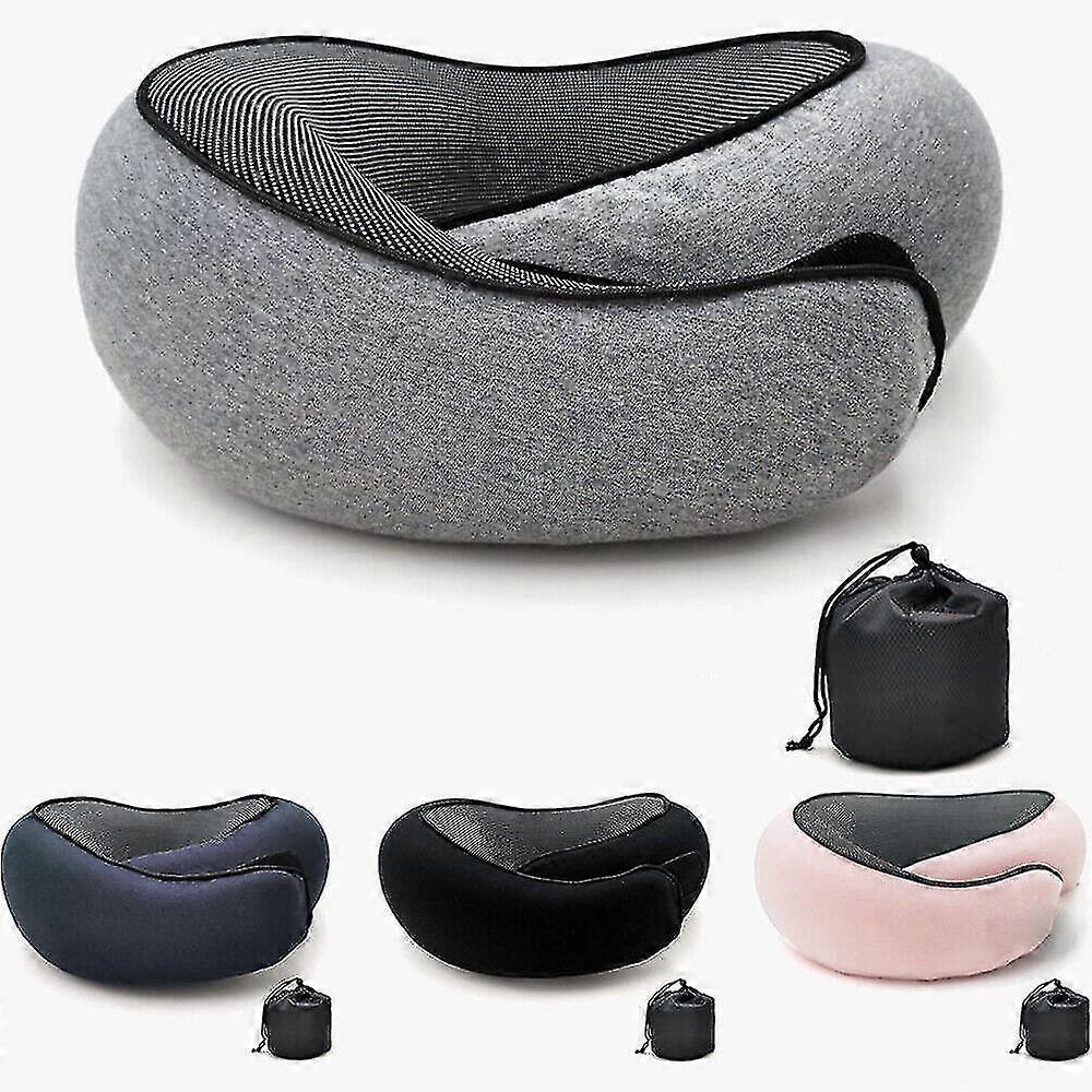Travel Neck Pillow U-Shaped Memory Cotton Neck Pillows Massage Neck Pillow Sleeping Airplane Pillow Cervical Health Care Pillow grey — image 2