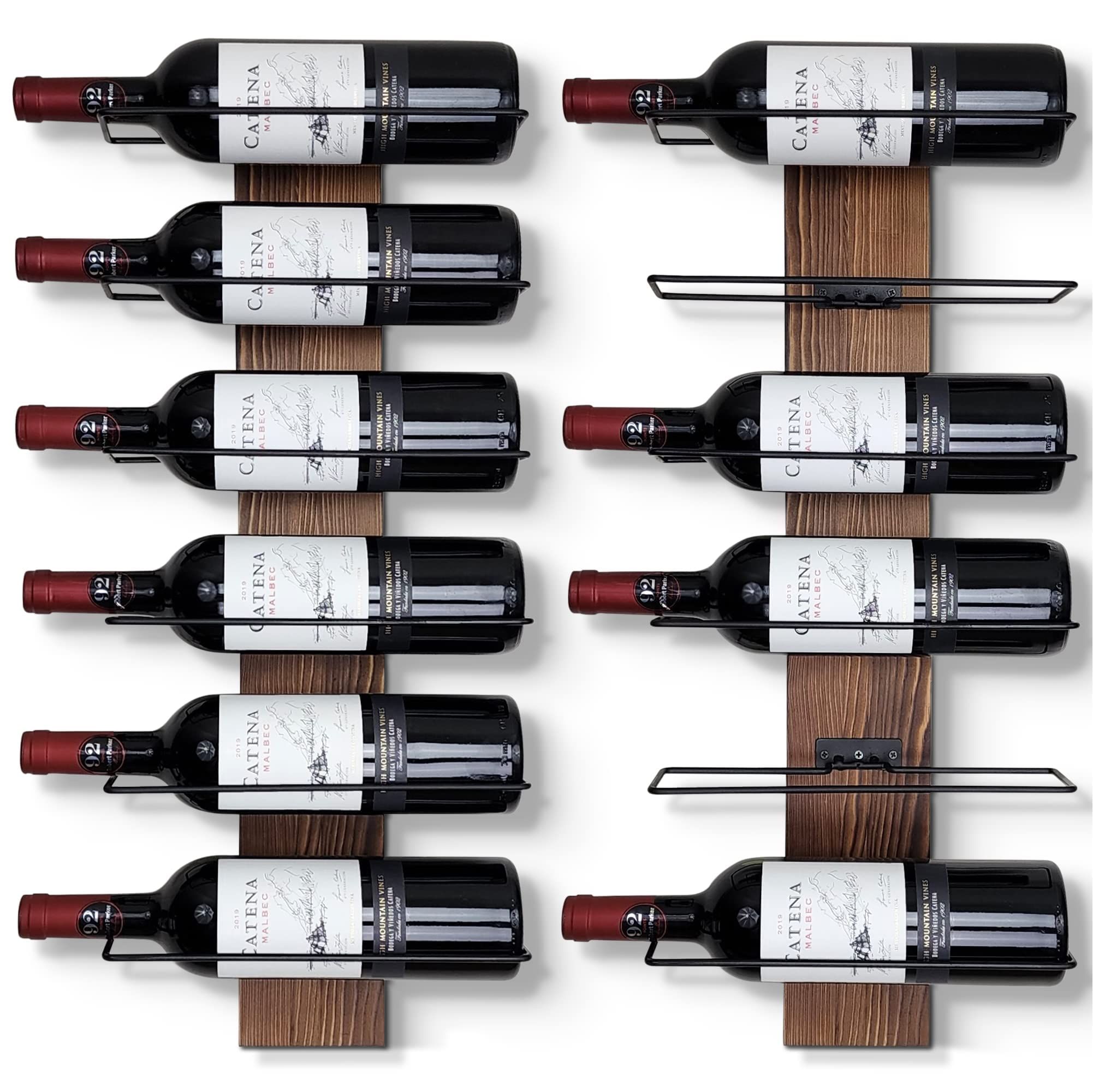 Wine Rack Wall Mounted | Solid Pine Wood & Metal Wall Wine Rack | Stylish 12 Bottle Wine Rack | Versatile Display