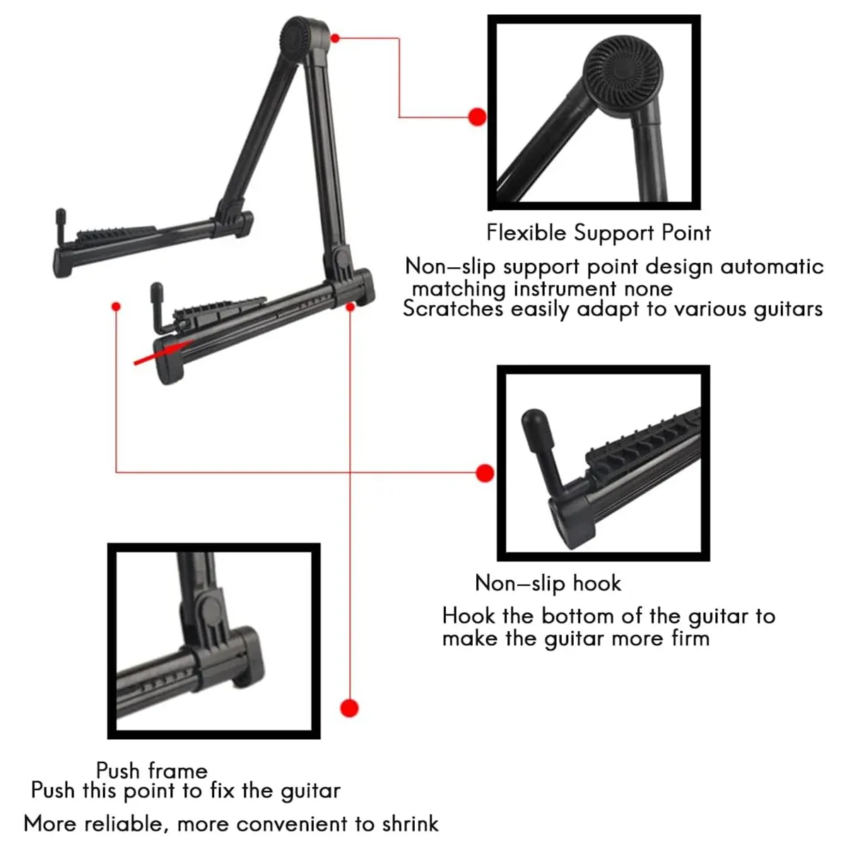 Folding Guitar Stand Pedestal Bracket Guitar Stand Floor Stand Portable Stand — image 5