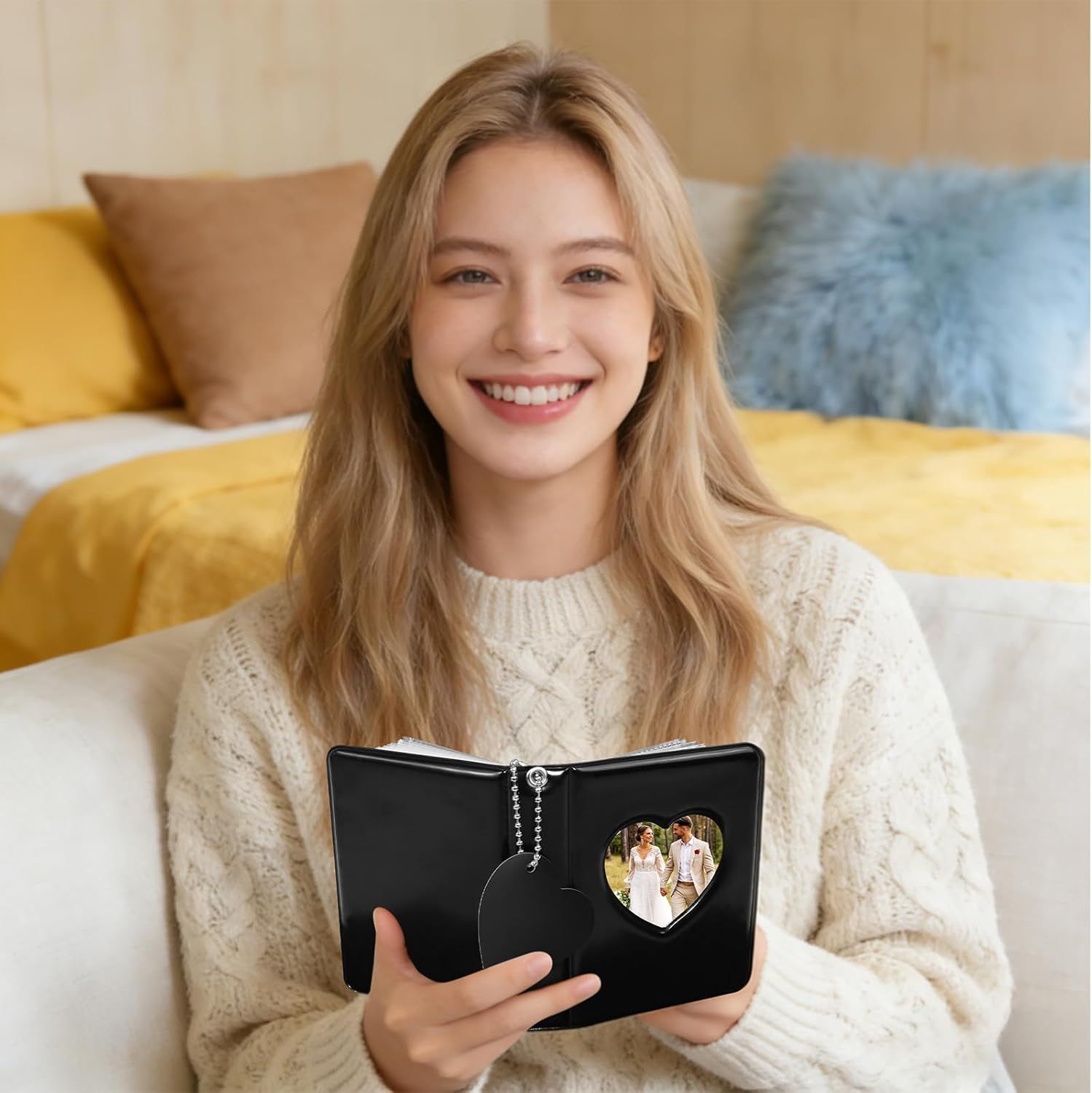 Mini Photo Album,3 Inch Photocard Book Heart Hollow Cover Photocard Binder 36 Pockets for Collect and Protect Photos (Black) โ image 6