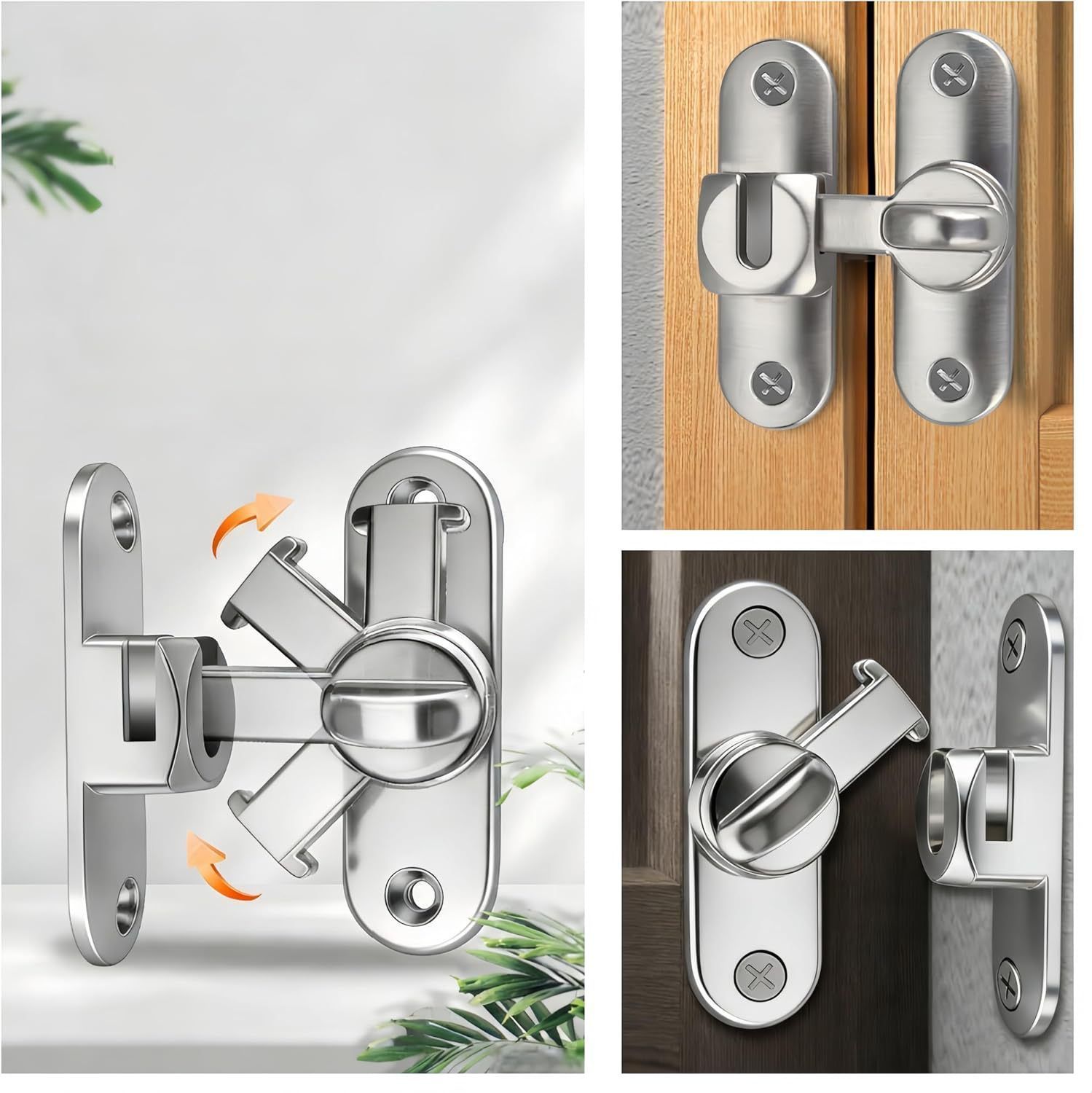 2Pcs No-Drill Door Latch Buckle with Screws — image 2