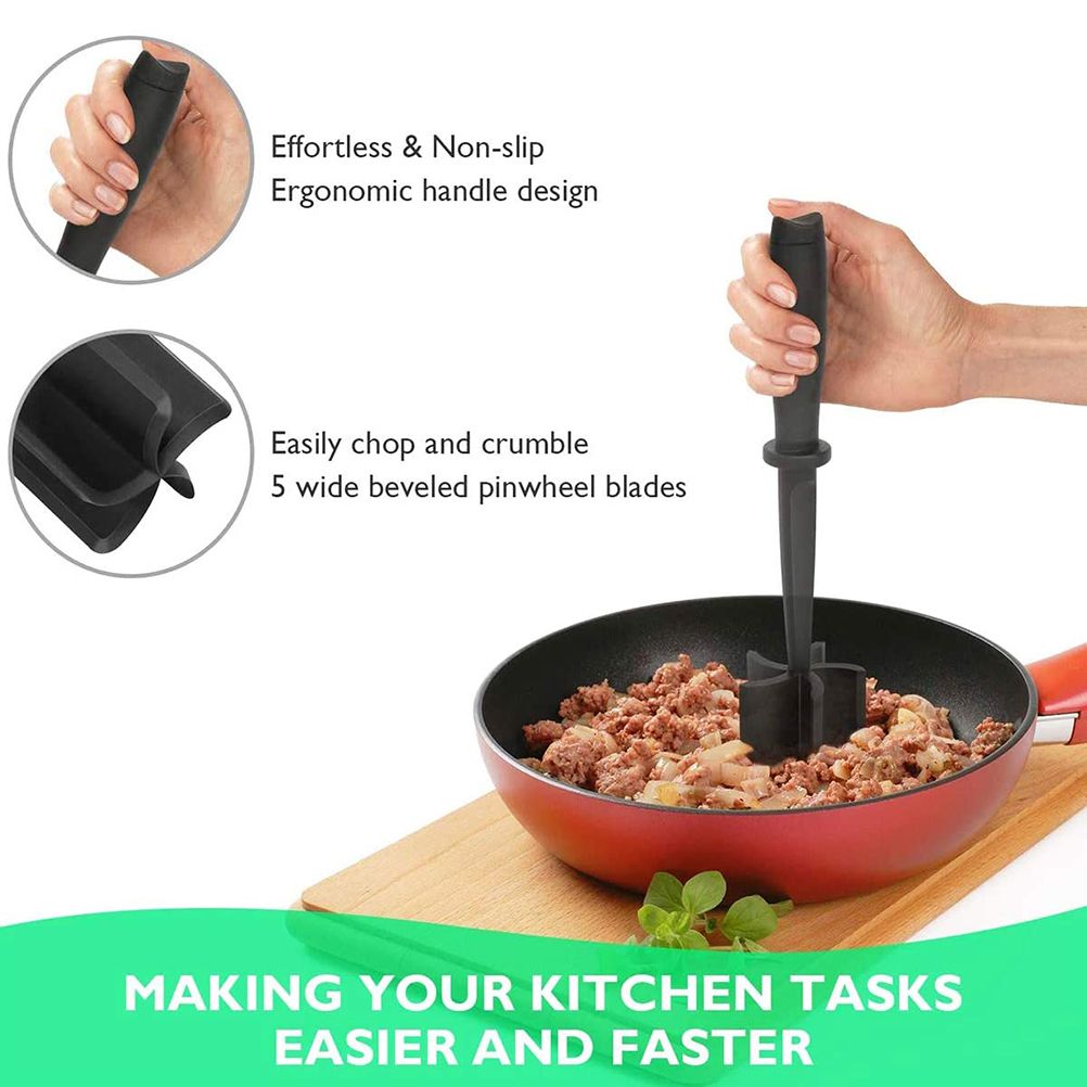 Meat Chopper Multifunctional Ground Beef Masher Ground Beef Turkey Nylon Chopper Utensil Non Stick Cookware โ image 3