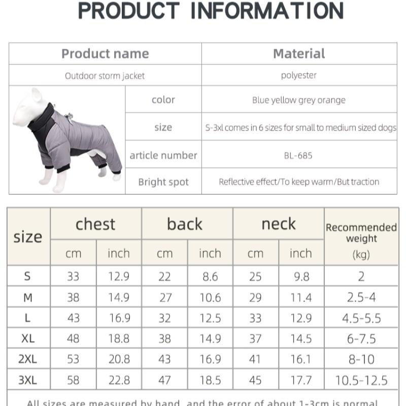 M Size Grey Winter Waterproof Dog 4 Leg Jumpsuit for Full Body Warmth - Reflective Windproof Pet Puffer Coat with Integrated Harness — image 6