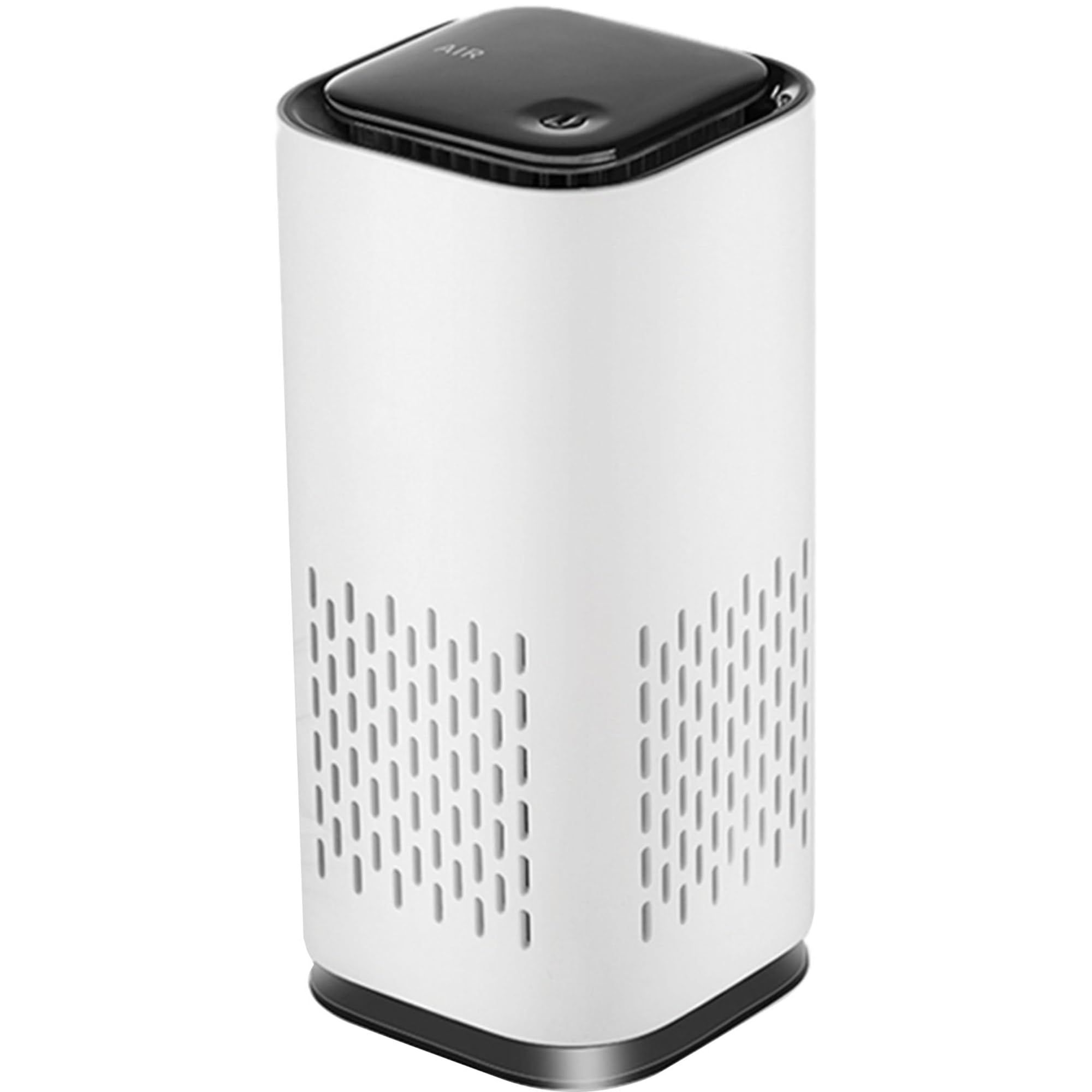 Mini Powered Air Purifier. Ultra Portable (5.2in tall, 6.7 ounces), Ultra Quiet. for Travel, In-Car and Desktop (White)