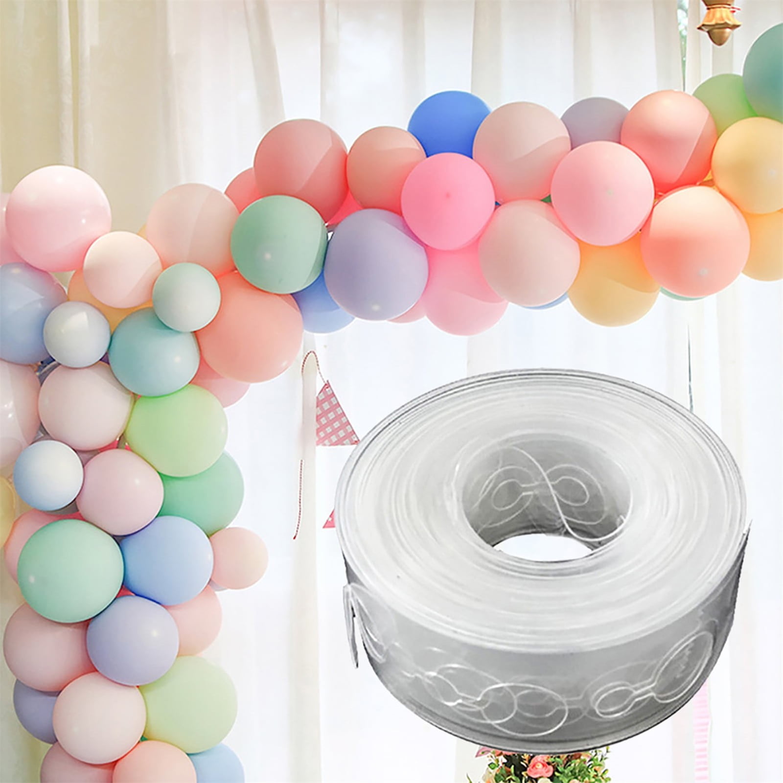 Adhesive Tape Handmade Tape 5M Transparent Flexible Plastic Balloon Tape Strips for Birthday 110 Holes Balloon String with Hole Design for Easy Balloon Fixing — image 4