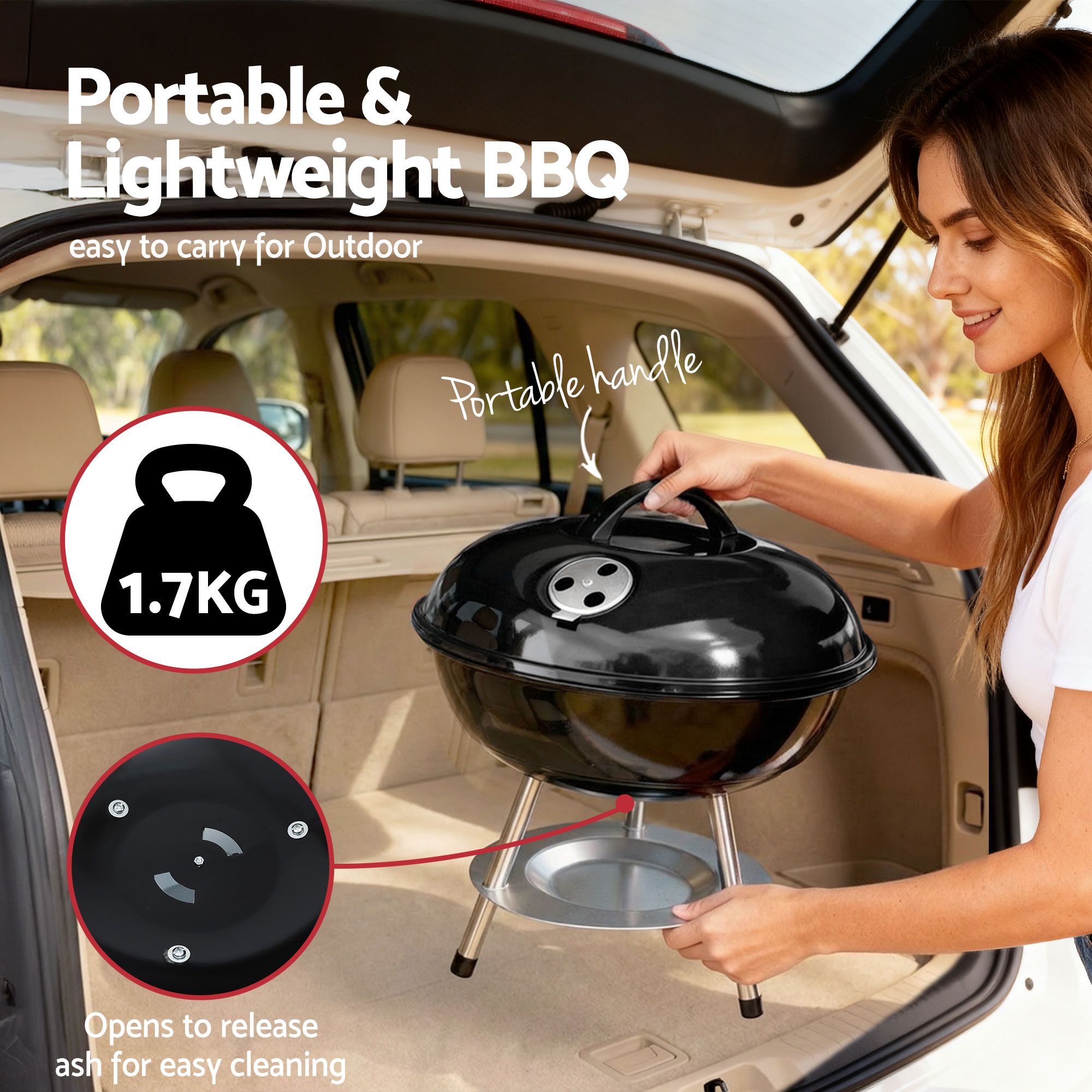 Grillz Charcoal BBQ Grill Portable with Lid for Camping Outdoor — image 6