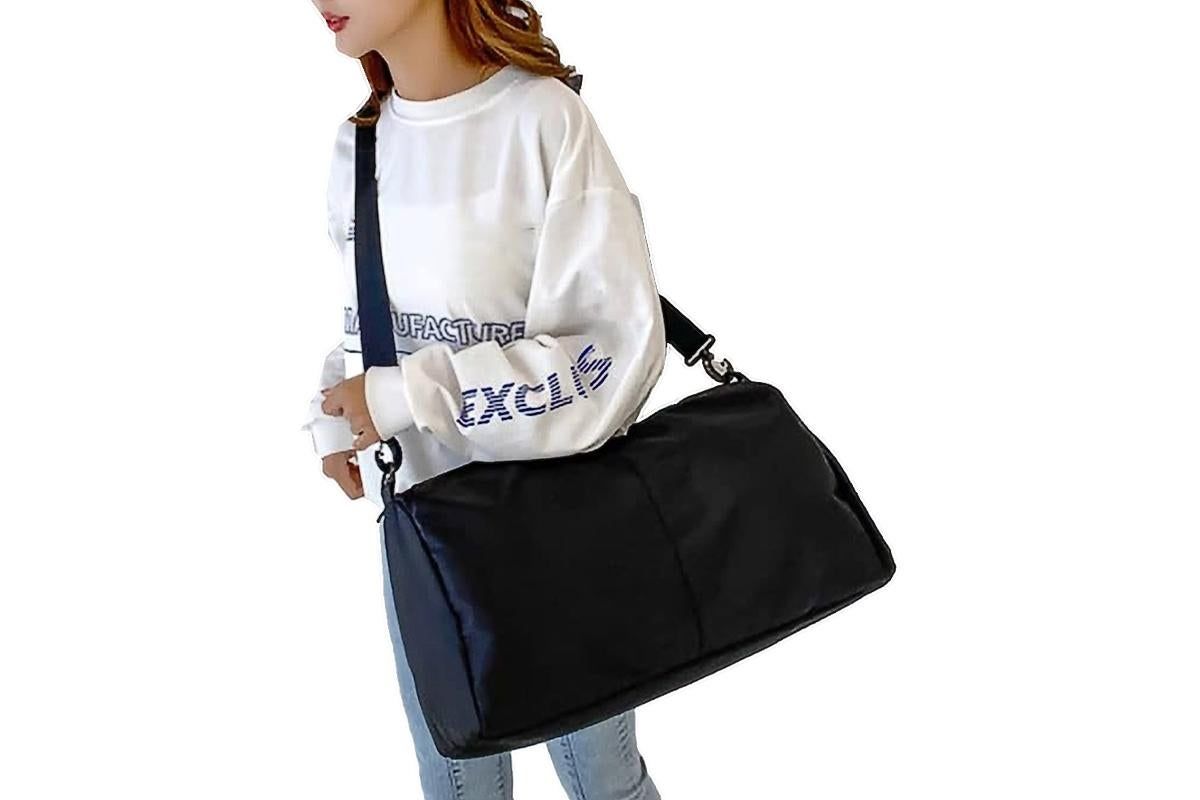 Gym Tote Bag with Shoe Compartment and Wet Dry Storage Pockets for Women Travel Duffel Bag Yoga Gym Bags with Yoga Mat Holder -Black โ image 3