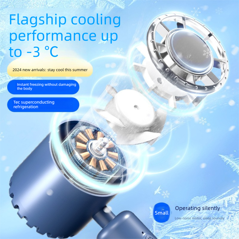 White Portable Ice Cooling Handheld Fan USB Rechargeable 2000mAh Silent Battery Fan for Office and Outdoor Use Personal Cooling Solution for Local โ image 4