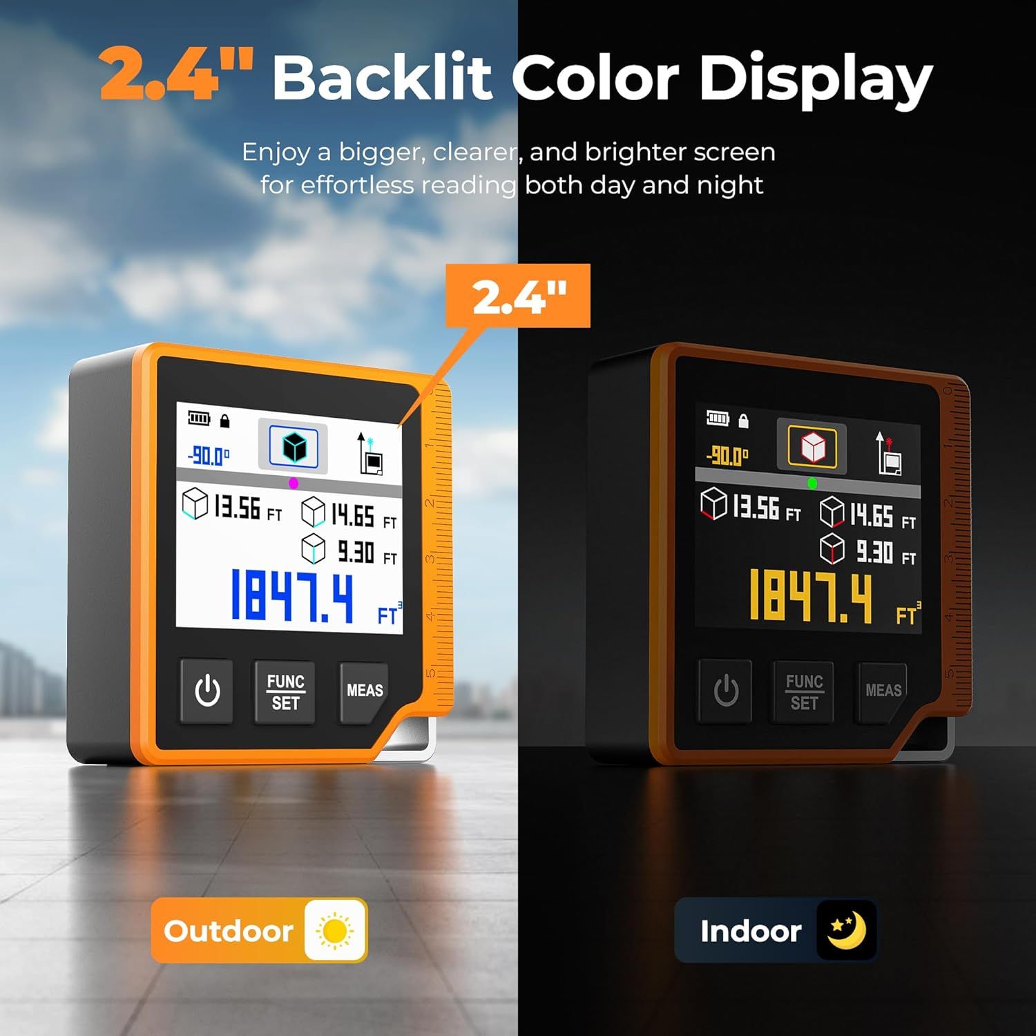 Laser Measuring Tool, 262ft Laser Measure with Digital Angle Finder & Level, Magnetic Rechargeable Laser Measurement Tool with 2.4'' Color Backlit Display, 6 — image 6