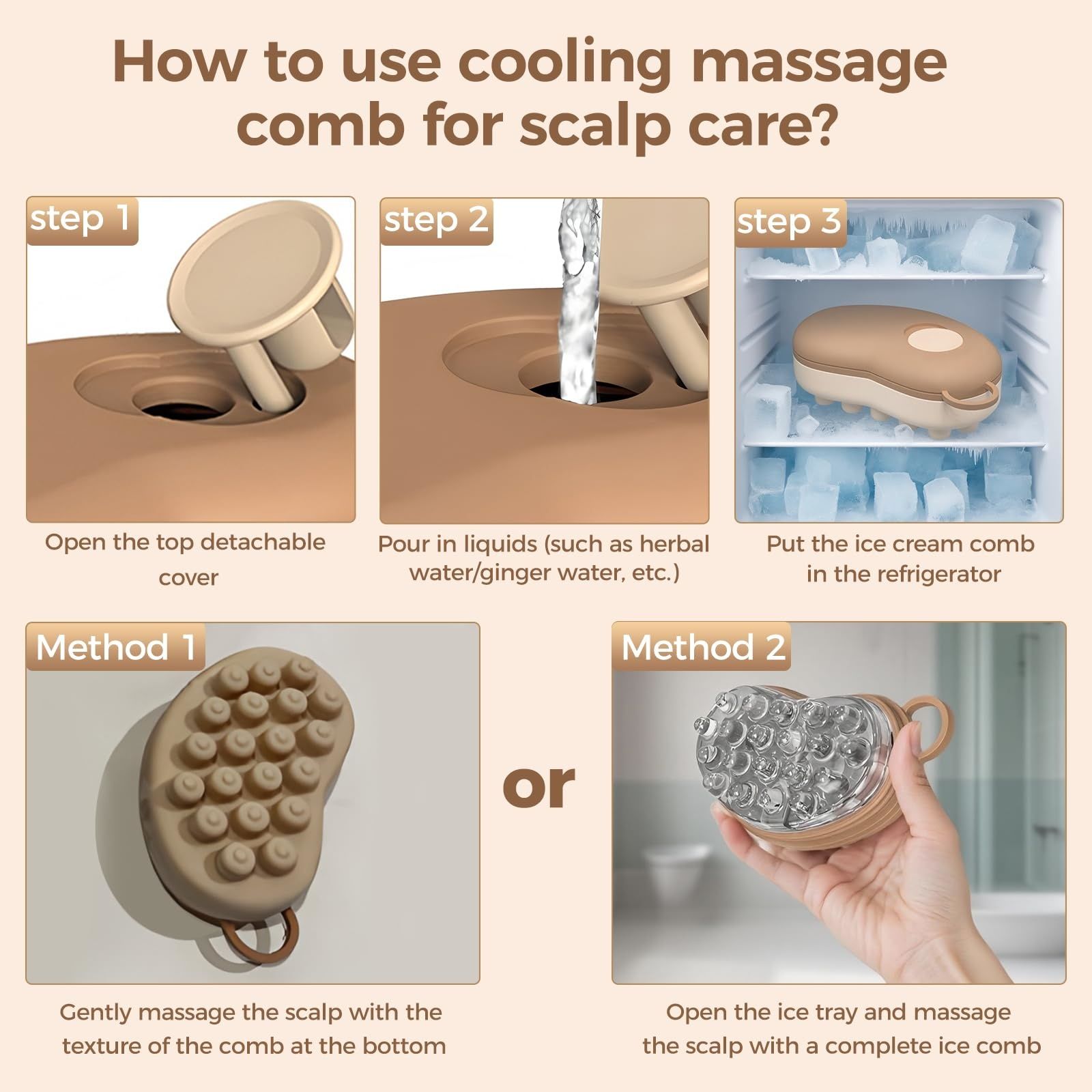 Ice Compress Scalp Massager Brush, Cold Therapy Head Massager for Migraine Relief & Hair Care, Reusable Promotes Hair Growth & Scalp Care Massage Tool — image 5