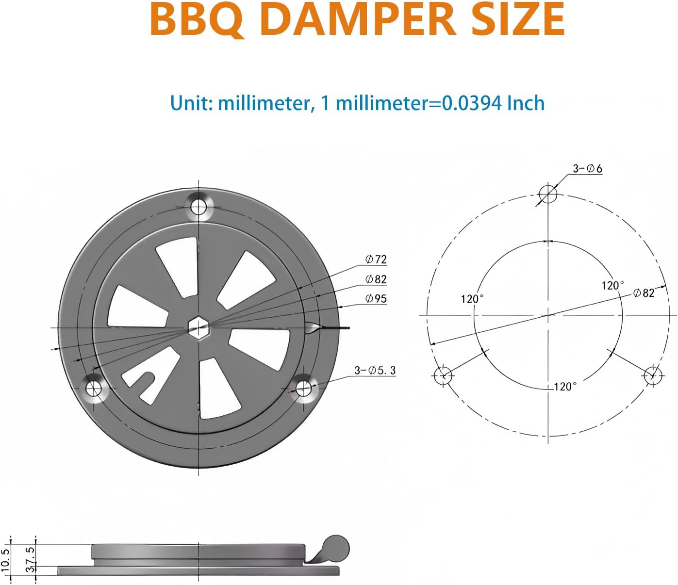 Stainless Steel BBQ Smoker Air Vent - Adjustable Grill Damper for Controlling Airflow - Replacement Parts for Grill and Smoker Vents - 8 Packs — image 2