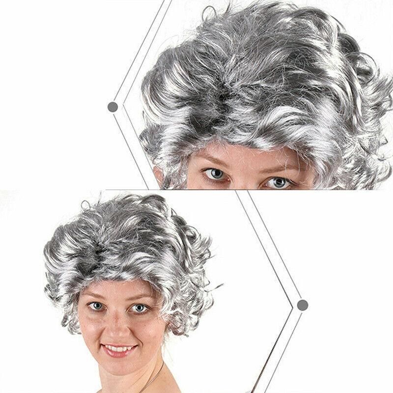 Grandmother Wig Grey Silver Curls Grandma Granny Old Lady Woman Costume Party — image 4