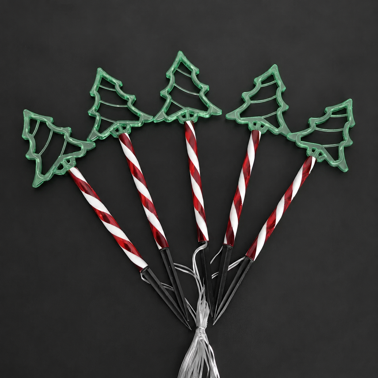 Solar-Powered Christmas Tree Stake Lights with Red-White Spiral Poles, Emitting a Warm White Glow - Perfect Outdoor Decoration for Garden, Lawn — image 5