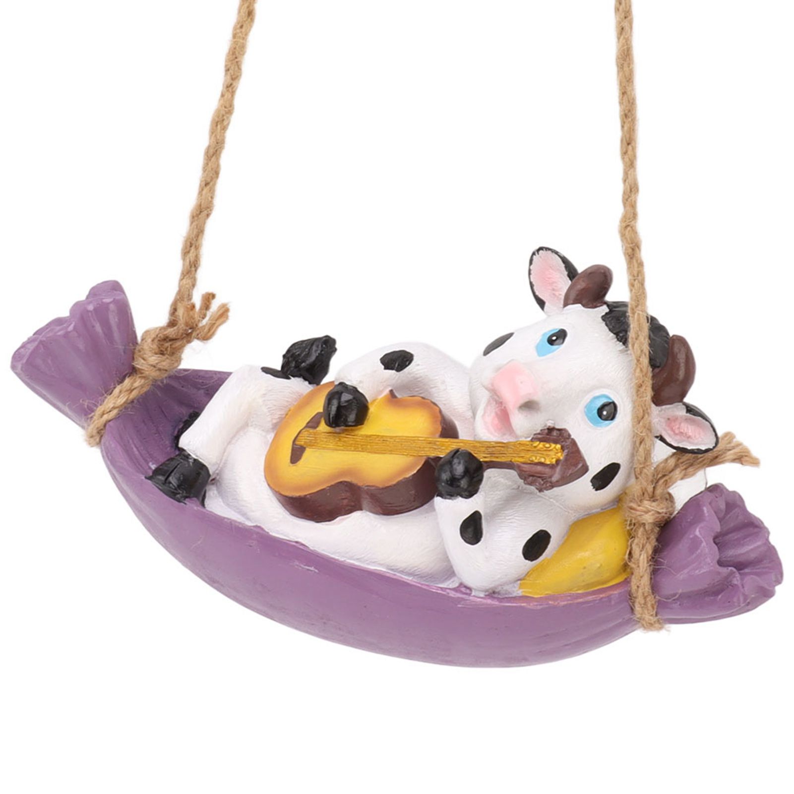 Cow Playing Guitar Garden Statue Vivid Cute Hanging Resin Cattle Sculpture Art Decoration for Lawn Patio Courtyard Dairy Cow โ image 3