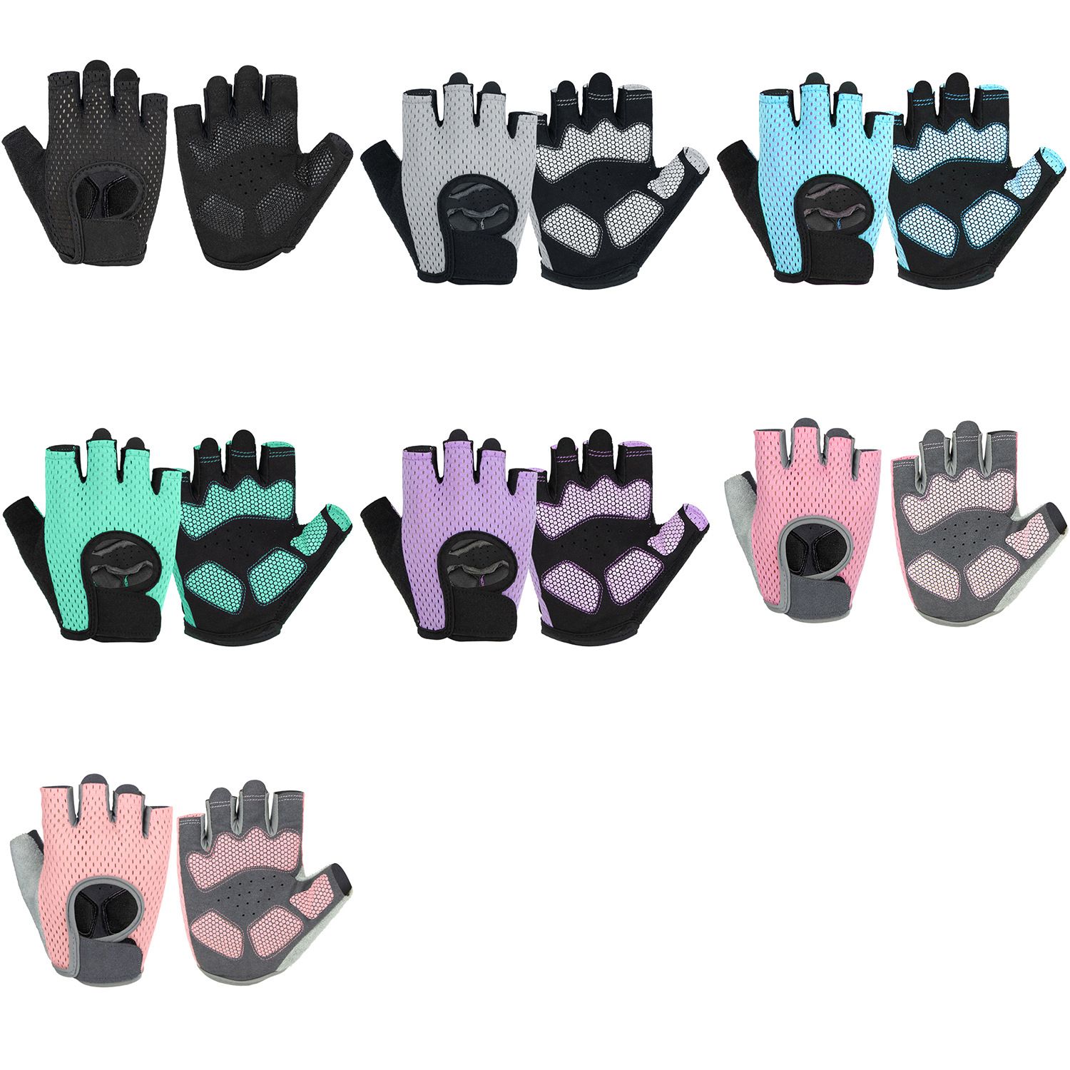 MKAS Men Women Half Finger Cycling Gloves Polyester Black Reinforcing Section 1-2042 โ image 2