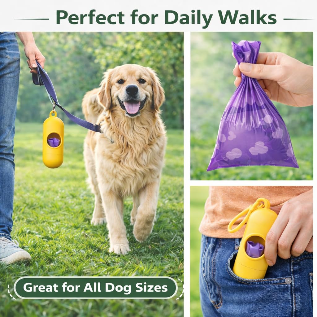 Dog Poop Bags with Dispenser – 240 Count, Leak-Proof, Strawberry Scented, Large Size for All Dogs, Biodegradable & Durable (Purple) — image 5