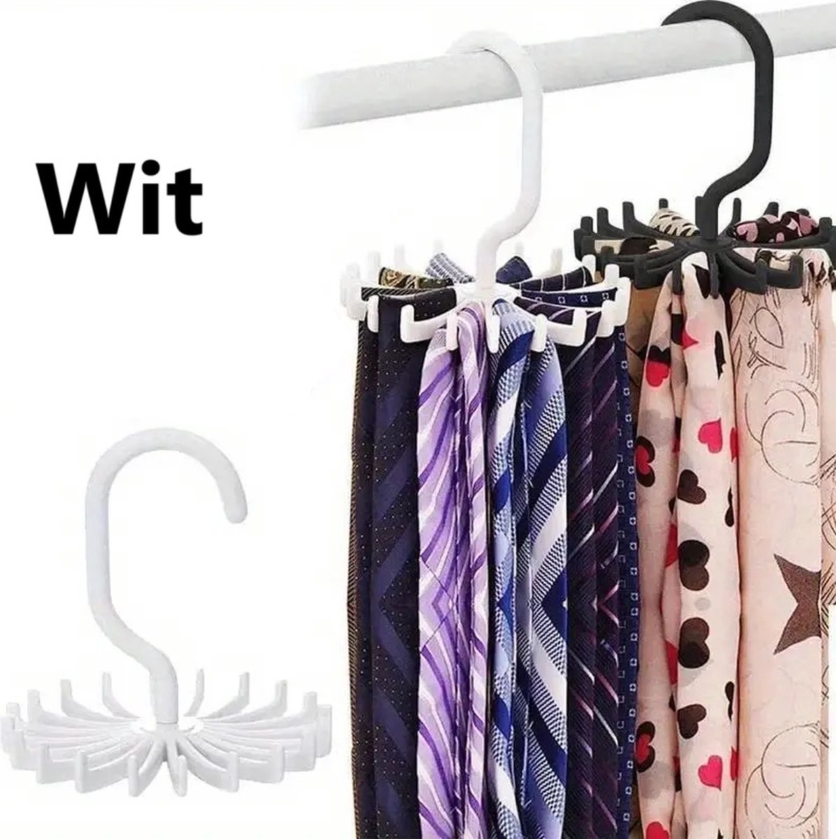 Tie Hanger | Tie Organizer | Tie Hook | Hang 20 Ties | White